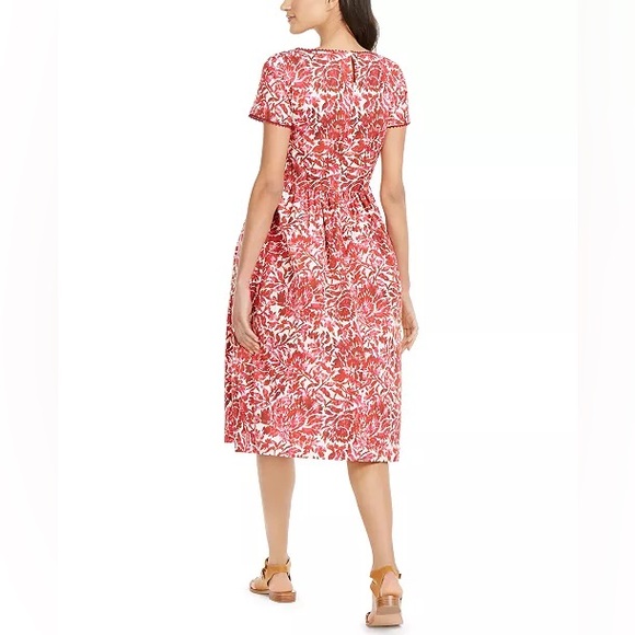 Weekend MaxMara Printed Crochet-Trimmed Midi Dress Red Dress Size 4 - Picture 2 of 14